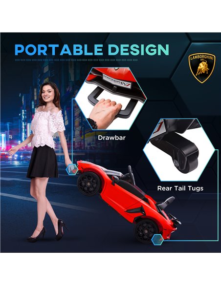 HOMCOM Lamborghini Licensed 12V Kids Electric Car w/ Butterfly Doors, Easy Transport Remote, Music, Horn, Suspension - Red 370-3 - pic 33622 | FastDaddyshop