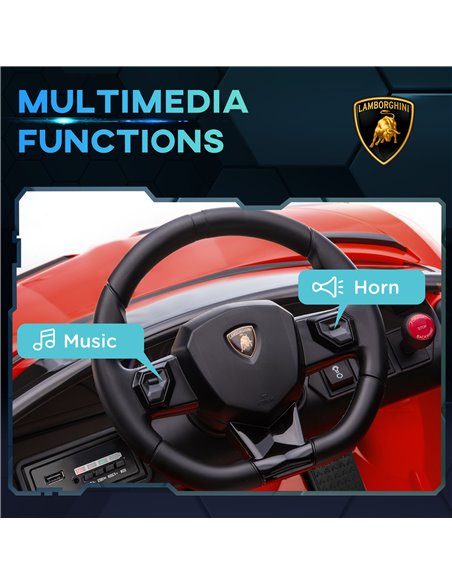 HOMCOM Lamborghini Licensed 12V Kids Electric Car w/ Butterfly Doors, Easy Transport Remote, Music, Horn, Suspension - Red 370-3 - pic 33624 | FastDaddyshop