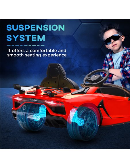 HOMCOM Lamborghini Licensed 12V Kids Electric Car w/ Butterfly Doors, Easy Transport Remote, Music, Horn, Suspension - Red 370-3 - pic 33625 | FastDaddyshop