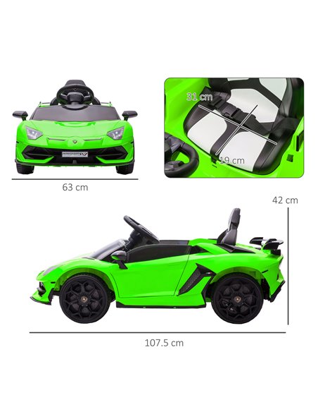 HOMCOM Lamborghini Licensed 12V Kids Electric Car with Remote, Green 370-306V70GN - pic 33629 | FastDaddyshop