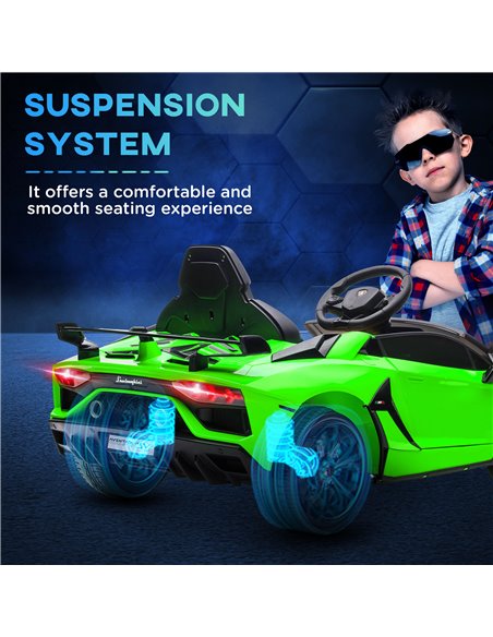 HOMCOM Lamborghini Licensed 12V Kids Electric Car w/ Butterfly Doors, Easy Transport Remote, Music, Horn, Suspension - Green 370 - pic 33634 | FastDaddyshop