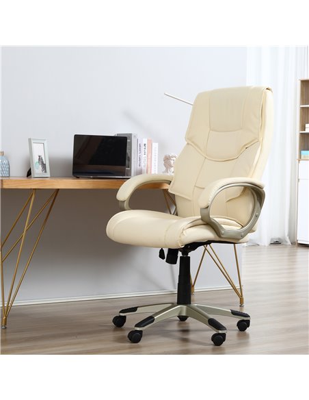 HOMCOM Home Office Desk Chair High Back Cream White 921-617V70CW - pic 33637 | FastDaddyshop