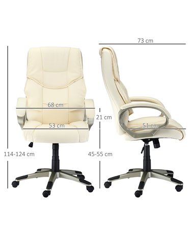 HOMCOM Home Office Desk Chair High Back Cream White 921-617V70CW