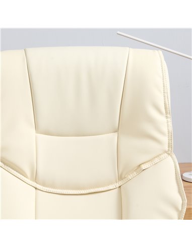 HOMCOM Home Office Chair High Back Computer Desk Chair with Faux Leather Adjustable Height Rocking Function Cream White 921-617V