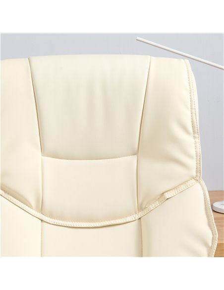 HOMCOM Home Office Chair High Back Computer Desk Chair with Faux Leather Adjustable Height Rocking Function Cream White 921-617V - pic 33643 | FastDaddyshop