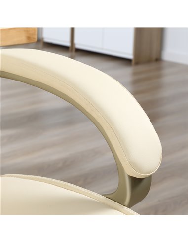 HOMCOM Home Office Chair High Back Computer Desk Chair with Faux Leather Adjustable Height Rocking Function Cream White 921-617V