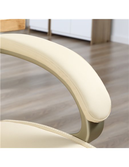 HOMCOM Home Office Chair High Back Computer Desk Chair with Faux Leather Adjustable Height Rocking Function Cream White 921-617V - pic 33644 | FastDaddyshop