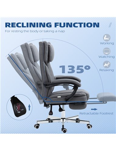 HOMCOM High Back Computer Desk Chair, Executive Office Chair with Adjustable Headrest, Footrest, Reclining Back, Dark Grey 921-6