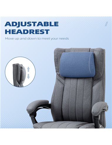 HOMCOM High Back Computer Desk Chair, Executive Office Chair with Adjustable Headrest, Footrest, Reclining Back, Dark Grey 921-6