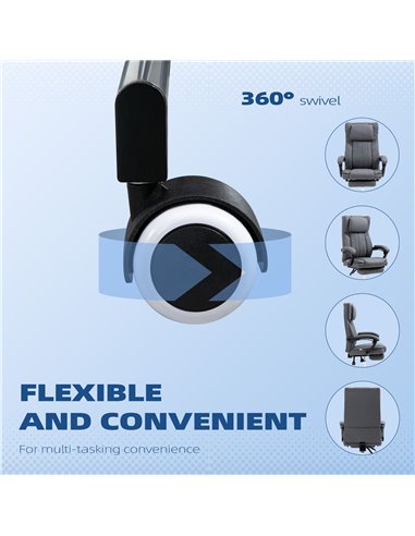 HOMCOM High Back Computer Desk Chair, Executive Office Chair with Adjustable Headrest, Footrest, Reclining Back, Dark Grey 921-6