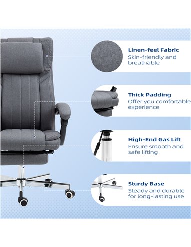 HOMCOM High Back Computer Desk Chair, Executive Office Chair with Adjustable Headrest, Footrest, Reclining Back, Dark Grey 921-6