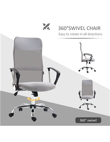 Vinsetto Ergonomic Office Chair Mesh Chair with Adjustable Height Tilt Function Light Grey 921-394V70LG