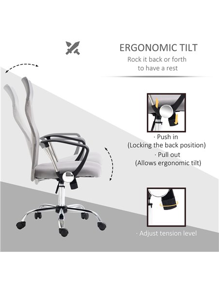 Vinsetto Ergonomic Office Chair Mesh Chair with Adjustable Height Tilt Function Light Grey 921-394V70LG - pic 33686 | FastDaddyshop
