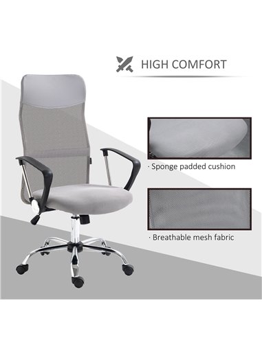 Vinsetto Ergonomic Office Chair Mesh Chair with Adjustable Height Tilt Function Light Grey 921-394V70LG