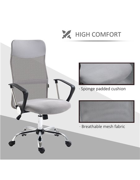 Vinsetto Ergonomic Office Chair Mesh Chair with Adjustable Height Tilt Function Light Grey 921-394V70LG - pic 33687 | FastDaddyshop