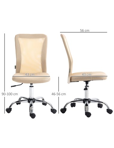 Vinsetto Computer Office Desk Chair with Adjustable Height, Beige 921-226V70BG