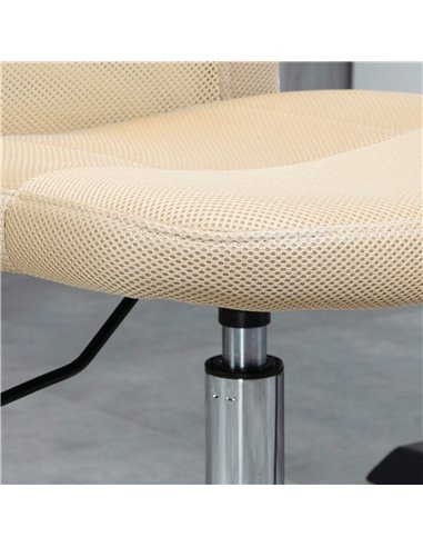 Vinsetto Computer Desk Chair, Mesh Office Chair with Adjustable Height and Swivel Wheels, Armless Study Chair, Beige 921-226V70B