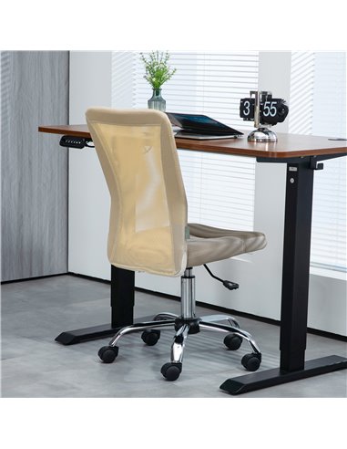 Vinsetto Computer Desk Chair, Mesh Office Chair with Adjustable Height and Swivel Wheels, Armless Study Chair, Beige 921-226V70B