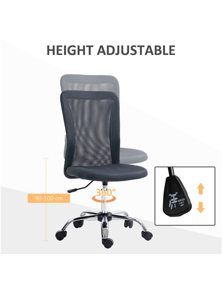 Vinsetto Computer Desk Chair, Mesh Office Chair with Adjustable Height and Swivel Wheels, Armless Study Chair, Dark Grey 921-226 - pic 33711 | FastDaddyshop