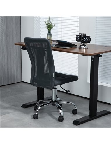 Vinsetto Computer Desk Chair, Mesh Office Chair with Adjustable Height and Swivel Wheels, Armless Study Chair, Dark Grey 921-226
