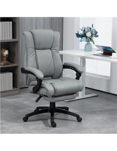 Vinsetto PU Leather Computer Office Chair with Footrest, Grey 921-440V70GY