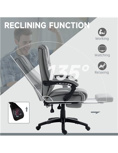 Vinsetto PU Leather Office Chair, Swivel Computer Chair with Footrest, Wheels, Adjustable Height, Grey 921-440V70GY