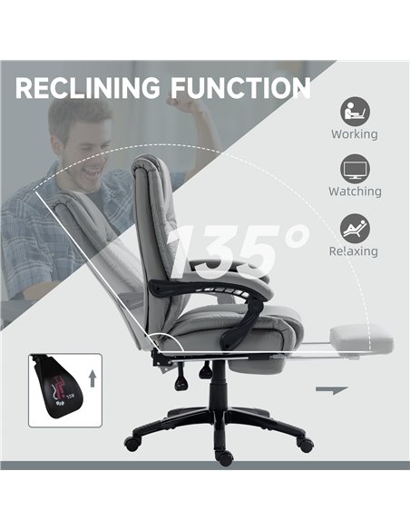 Vinsetto PU Leather Office Chair, Swivel Computer Chair with Footrest, Wheels, Adjustable Height, Grey 921-440V70GY - pic 33730 | FastDaddyshop