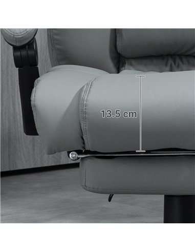 Vinsetto PU Leather Office Chair, Swivel Computer Chair with Footrest, Wheels, Adjustable Height, Grey 921-440V70GY