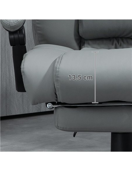 Vinsetto PU Leather Office Chair, Swivel Computer Chair with Footrest, Wheels, Adjustable Height, Grey 921-440V70GY - pic 33733 | FastDaddyshop