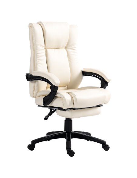 Vinsetto PU Leather Computer Office Chair with Footrest, Cream White 921-440V70CW - pic 33735 | FastDaddyshop