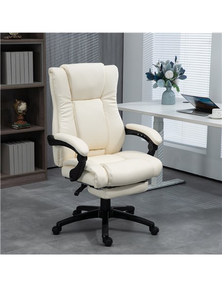 Vinsetto PU Leather Computer Office Chair with Footrest, Cream White 921-440V70CW - pic 33736 | FastDaddyshop