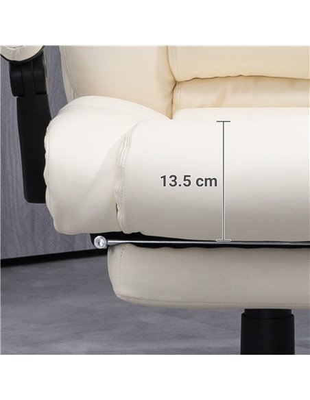Vinsetto PU Leather Office Chair, Swivel Computer Chair with Footrest, Wheels, Adjustable Height, Cream White 921-440V70CW - pic 33742 | FastDaddyshop