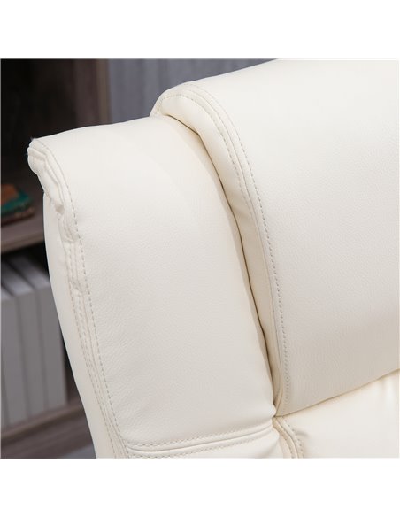 Vinsetto PU Leather Office Chair, Swivel Computer Chair with Footrest, Wheels, Adjustable Height, Cream White 921-440V70CW - pic 33743 | FastDaddyshop