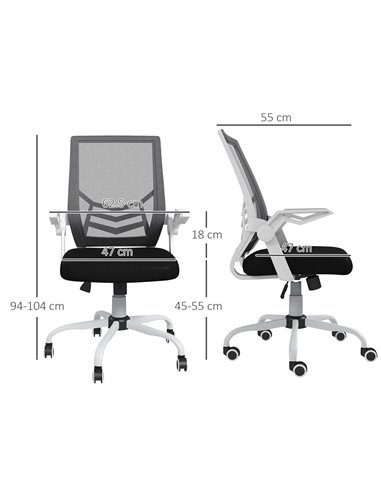 Vinsetto Mesh Computer Desk Office Chair with Lumbar Back Support, Black 921-547V70BK