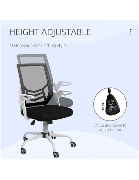 Vinsetto Mesh Office Chair, Computer Desk Chair with Flip-up Armrests, Lumbar Back Support and Swivel Wheels, Black 921-547V70BK - pic 33747 | FastDaddyshop