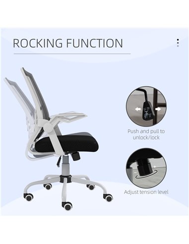 Vinsetto Mesh Office Chair, Computer Desk Chair with Flip-up Armrests, Lumbar Back Support and Swivel Wheels, Black 921-547V70BK