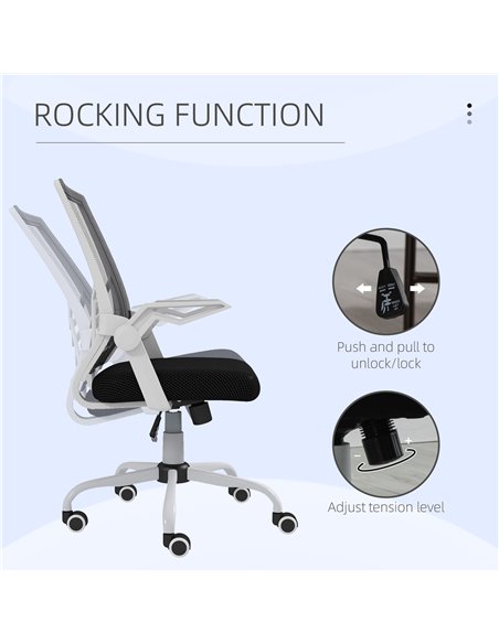 Vinsetto Mesh Office Chair, Computer Desk Chair with Flip-up Armrests, Lumbar Back Support and Swivel Wheels, Black 921-547V70BK - pic 33748 | FastDaddyshop