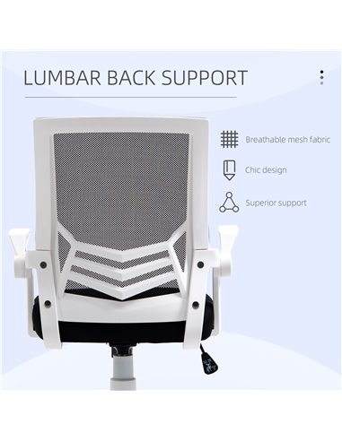 Vinsetto Mesh Office Chair, Computer Desk Chair with Flip-up Armrests, Lumbar Back Support and Swivel Wheels, Black 921-547V70BK