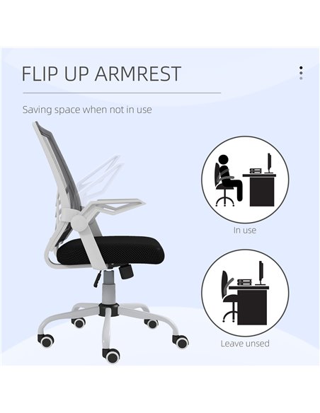 Vinsetto Mesh Office Chair, Computer Desk Chair with Flip-up Armrests, Lumbar Back Support and Swivel Wheels, Black 921-547V70BK - pic 33750 | FastDaddyshop
