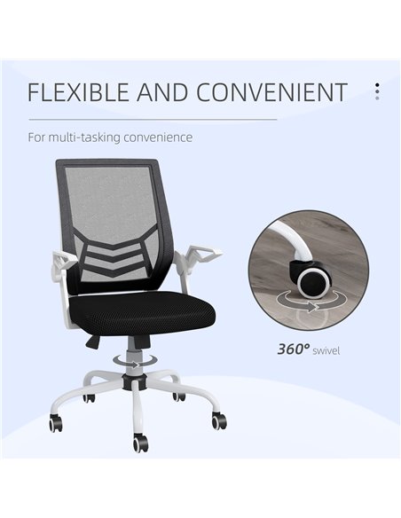 Vinsetto Mesh Office Chair, Computer Desk Chair with Flip-up Armrests, Lumbar Back Support and Swivel Wheels, Black 921-547V70BK - pic 33751 | FastDaddyshop