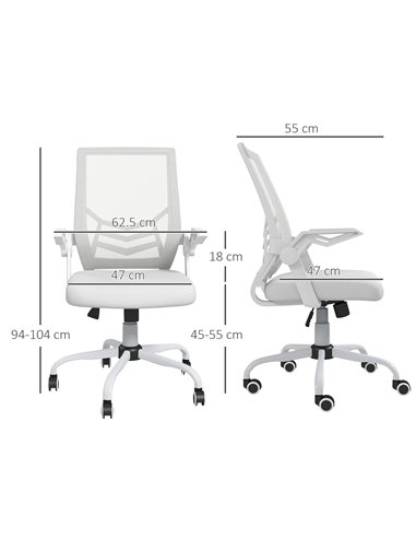 Vinsetto Mesh Computer Desk Office Chair with Lumbar Back Support, White 921-547V70WT