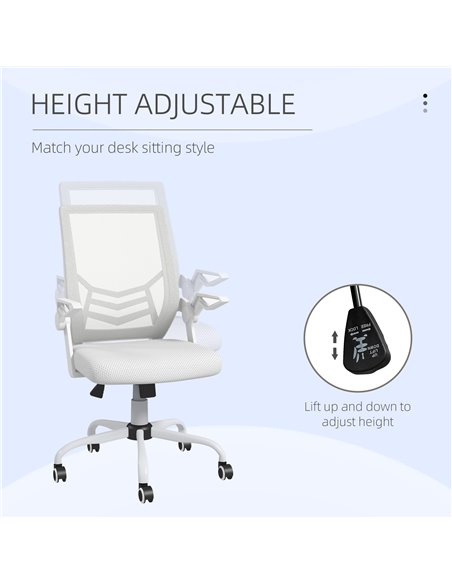 Vinsetto Mesh Office Chair, Computer Desk Chair with Flip-up Armrests, Lumbar Back Support and Swivel Wheels, White 921-547V70WT - pic 33774 | FastDaddyshop