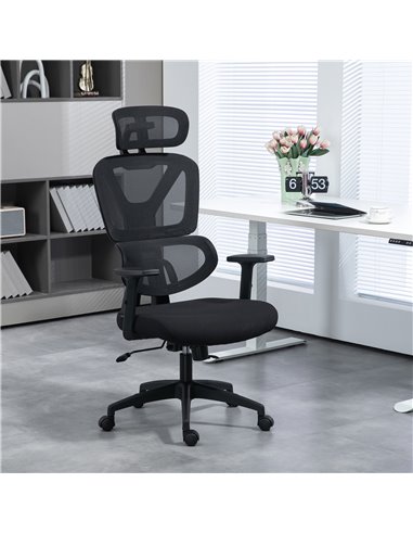 Vinsetto Mesh Office Desk Chair with Lumbar Support, Black 921-513V71BK