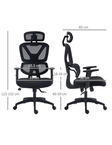 Vinsetto Mesh Office Desk Chair with Lumbar Support, Black 921-513V71BK