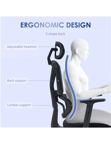 Vinsetto Mesh Office Desk Chair with Lumbar Support, Black 921-513V71BK