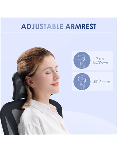 Vinsetto Mesh Office Chair, Height Adjustable Desk Chair with Lumbar Support, Swivel Wheels and Adjustable Headrest, Black 921-5