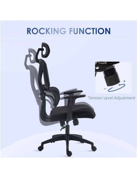 Vinsetto Mesh Office Chair, Height Adjustable Desk Chair with Lumbar Support, Swivel Wheels and Adjustable Headrest, Black 921-5 - pic 33785 | FastDaddyshop