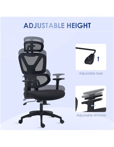 Vinsetto Mesh Office Chair, Height Adjustable Desk Chair with Lumbar Support, Swivel Wheels and Adjustable Headrest, Black 921-5