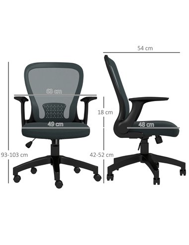 Vinsetto Ergonomic Office Desk Chair with Lumbar Back Support, Grey 921-694V70CG