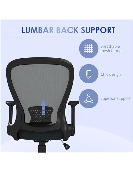 Vinsetto Ergonomic Office Chair, Mesh Desk Chair with Flip-up Armrest, Lumbar Back Support, Swivel Wheels, Grey 921-694V70CG - pic 33793 | FastDaddyshop